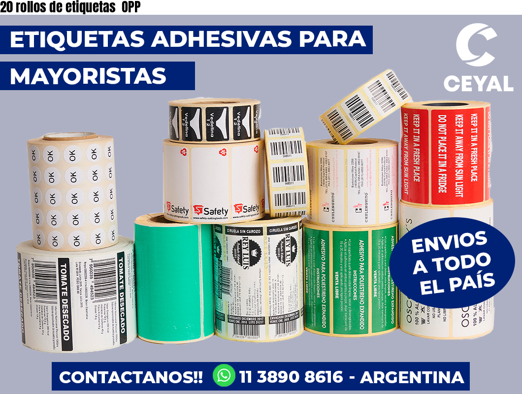 20 rollos de etiquetas  OPP