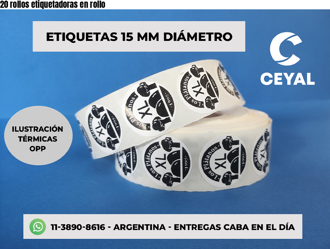 20 rollos etiquetadoras en rollo