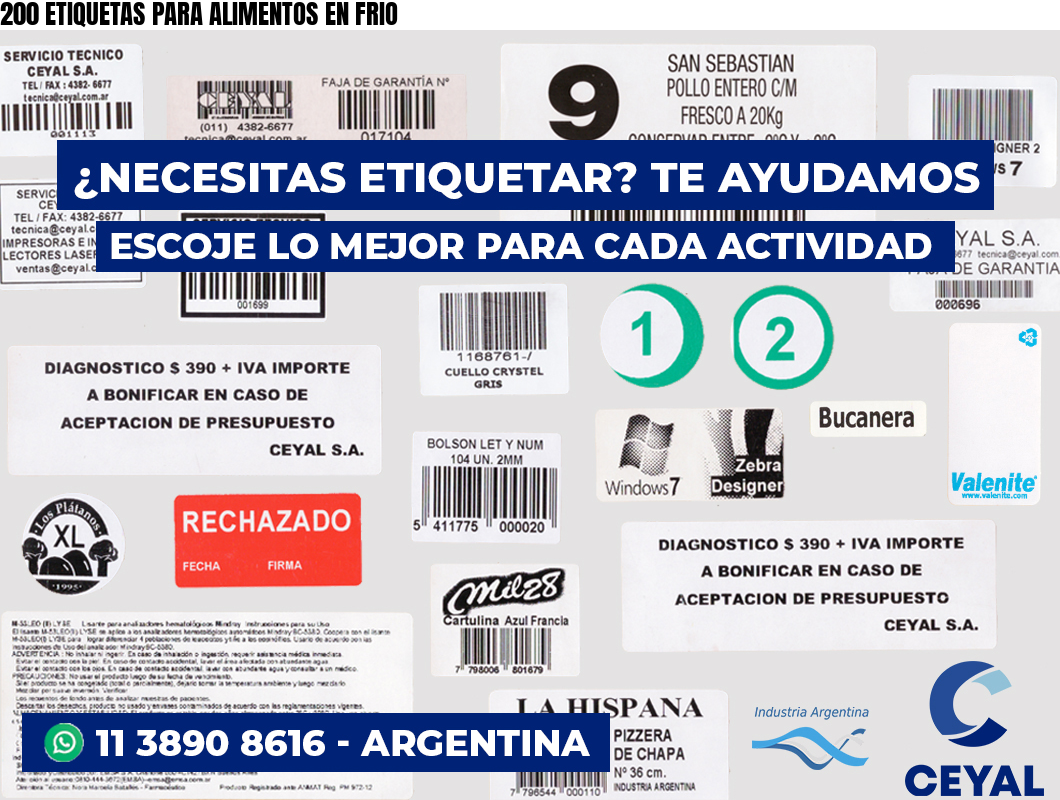 200 ETIQUETAS PARA ALIMENTOS EN FRIO
