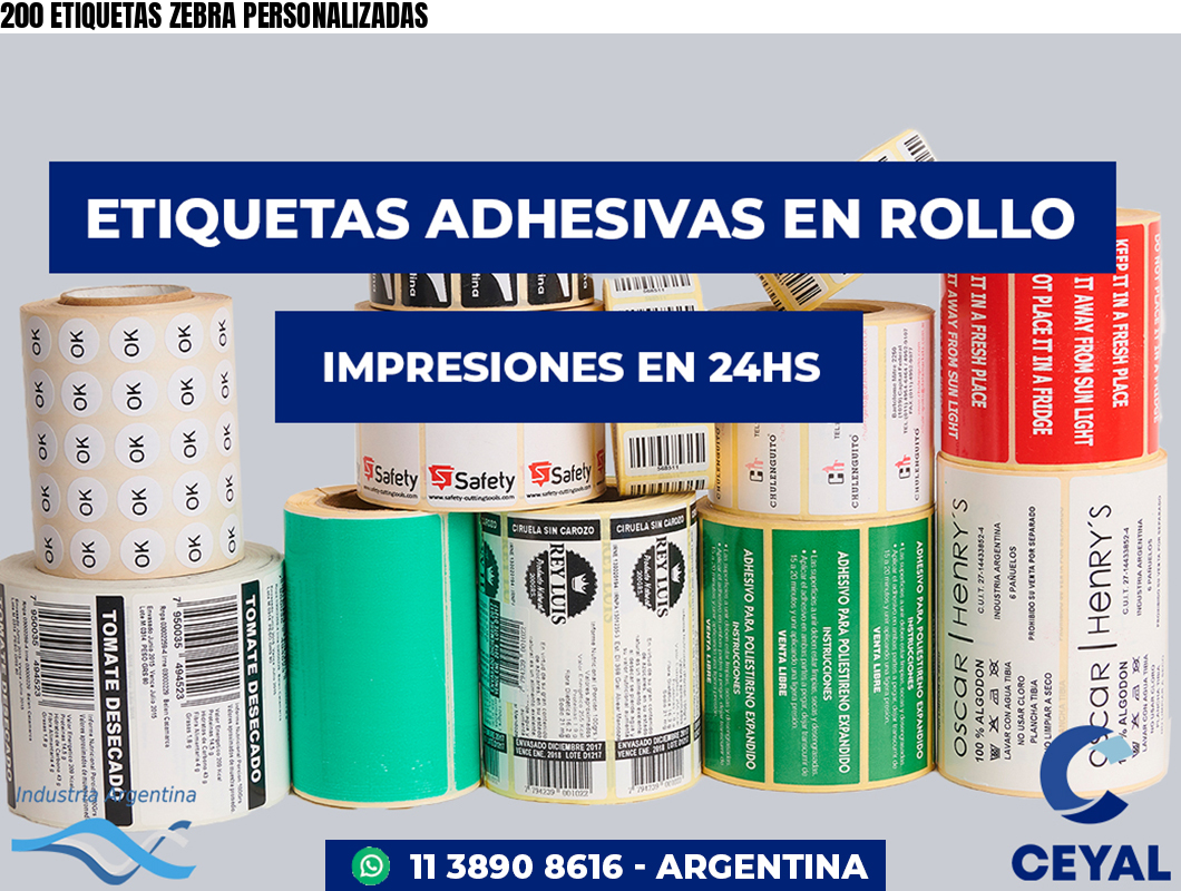 200 ETIQUETAS ZEBRA PERSONALIZADAS