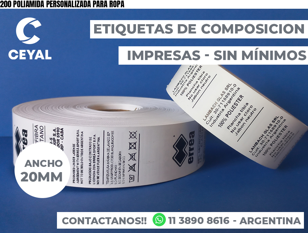 200 POLIAMIDA PERSONALIZADA PARA ROPA