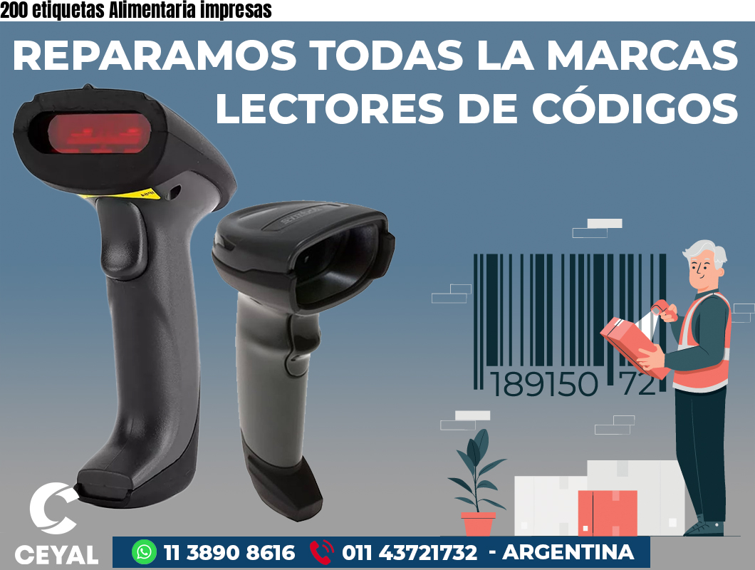 200 etiquetas Alimentaria impresas