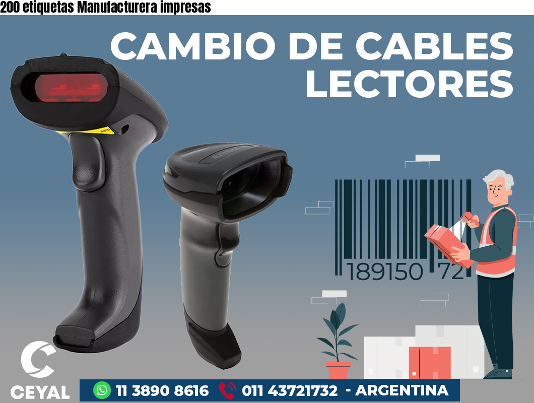 200 etiquetas Manufacturera impresas