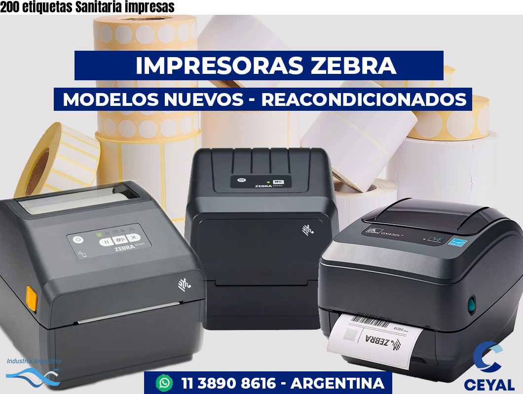 200 etiquetas Sanitaria impresas