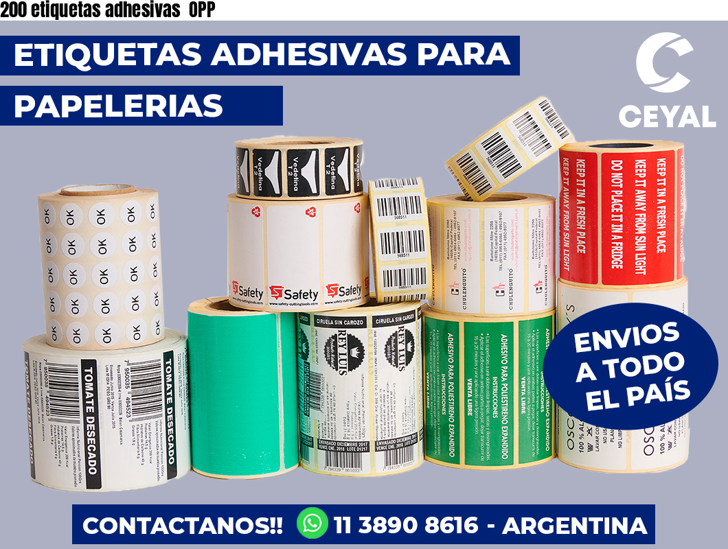 200 etiquetas adhesivas  OPP