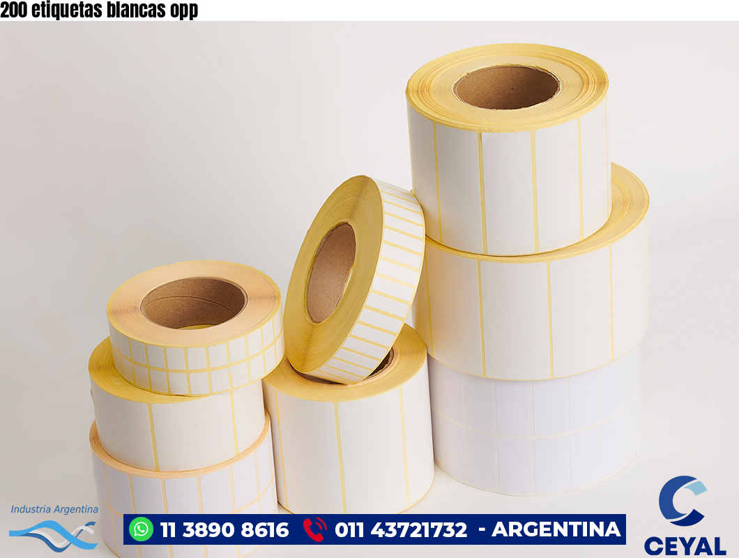 200 etiquetas blancas opp