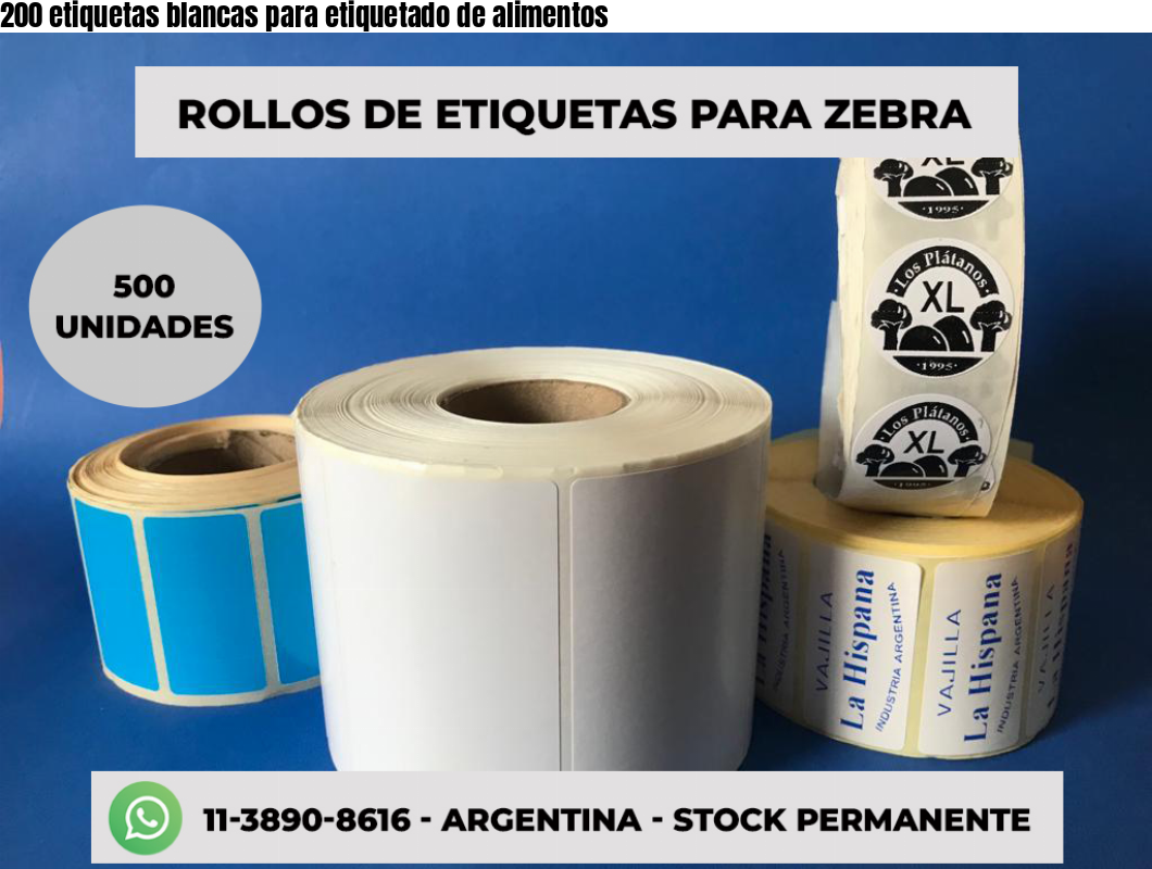 200 etiquetas blancas para etiquetado de alimentos