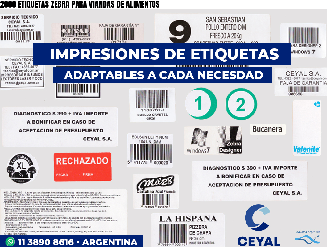 2000 ETIQUETAS ZEBRA PARA VIANDAS DE ALIMENTOS
