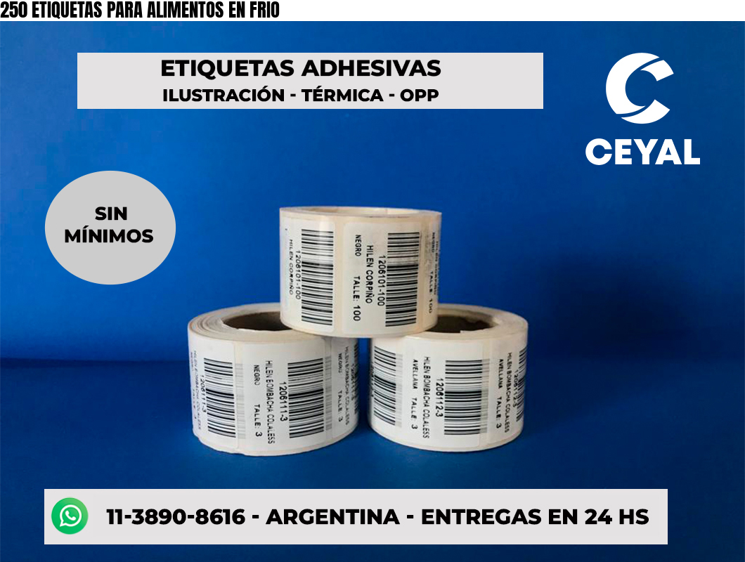 250 ETIQUETAS PARA ALIMENTOS EN FRIO