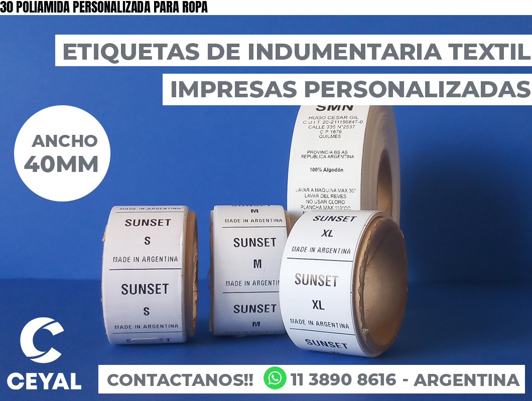 30 POLIAMIDA PERSONALIZADA PARA ROPA