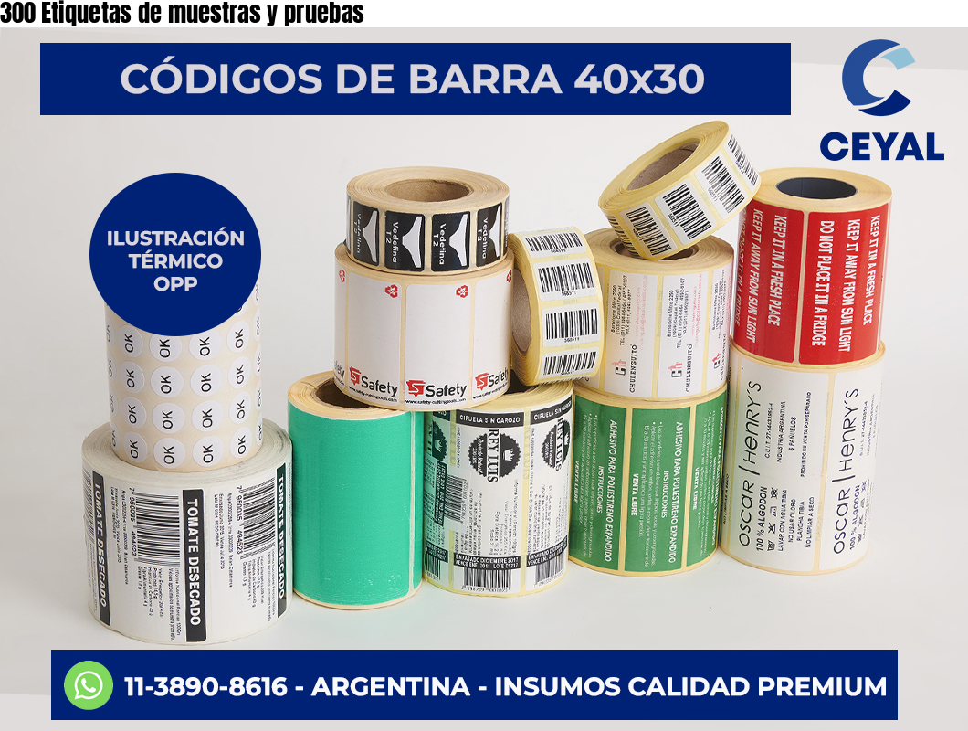 300 Etiquetas de muestras y pruebas