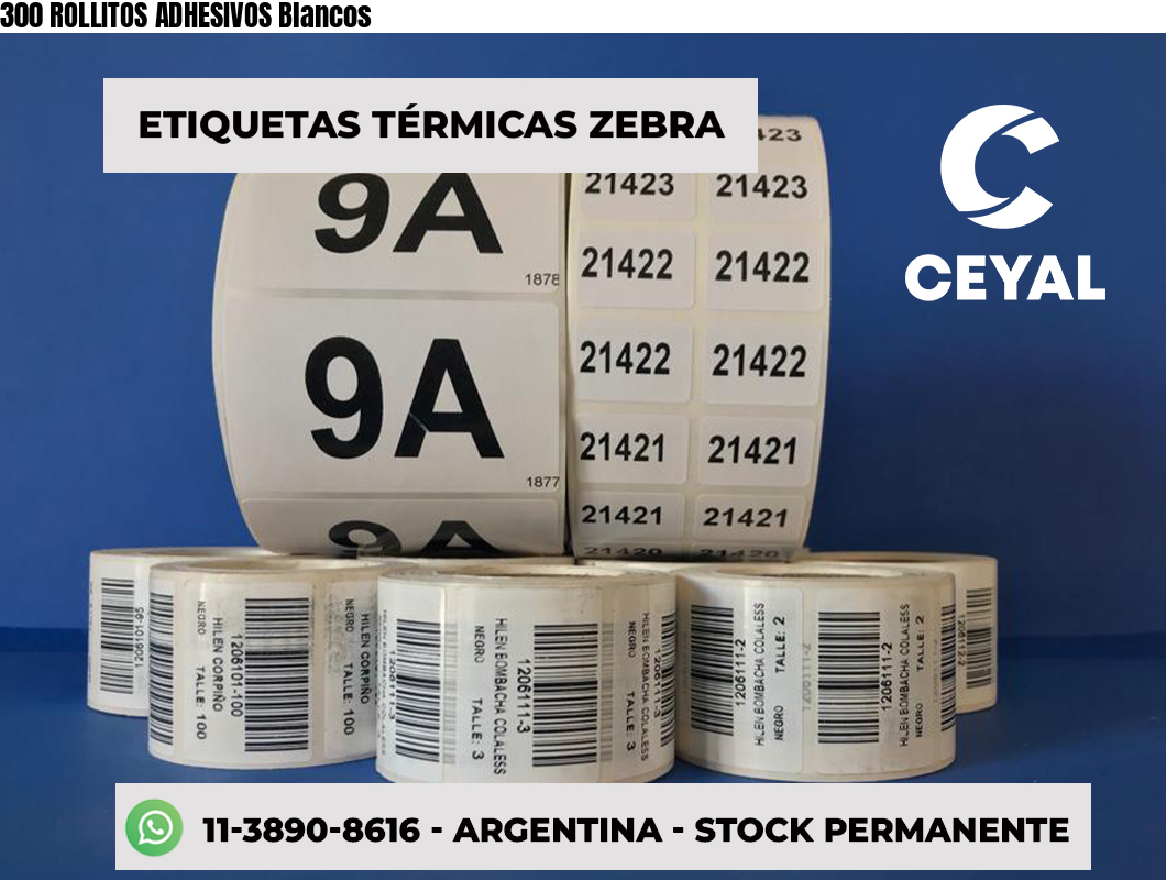 300 ROLLITOS ADHESIVOS Blancos