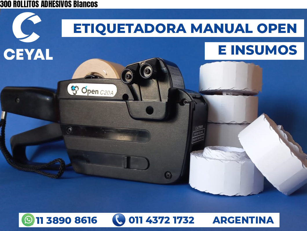 300 ROLLITOS ADHESIVOS Blancos