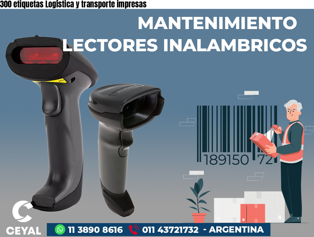 300 etiquetas Logística y transporte impresas