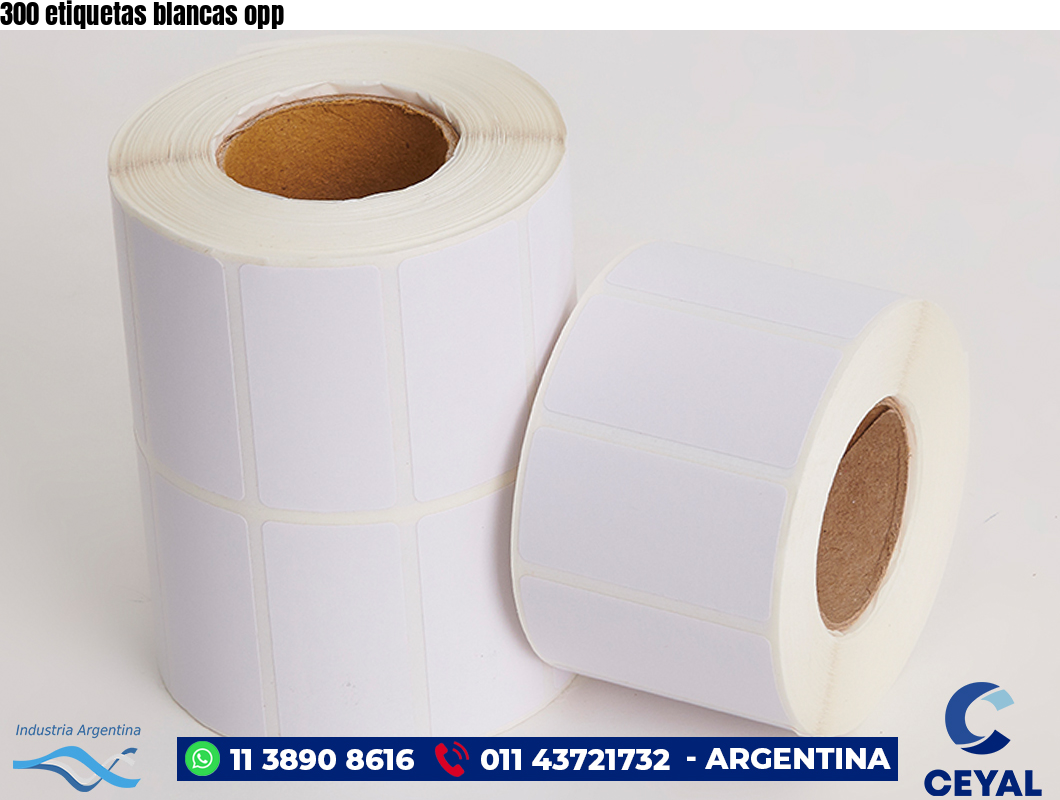 300 etiquetas blancas opp
