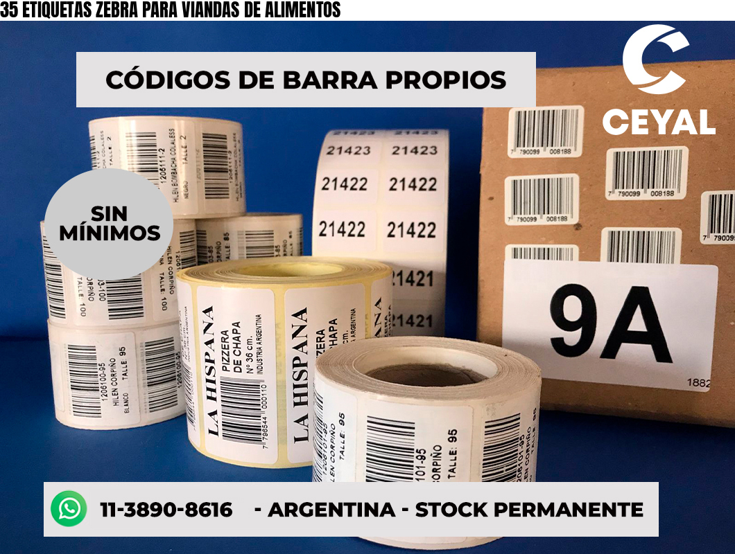 35 ETIQUETAS ZEBRA PARA VIANDAS DE ALIMENTOS
