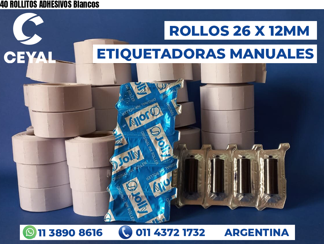 40 ROLLITOS ADHESIVOS Blancos