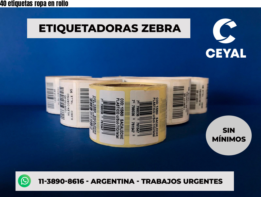 40 etiquetas ropa en rollo