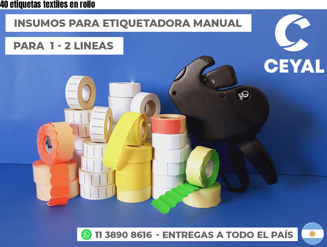 40 etiquetas textiles en rollo