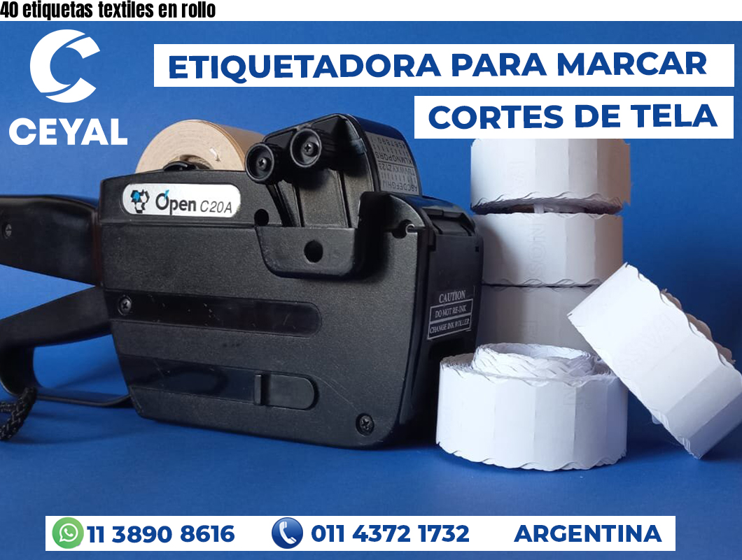 40 etiquetas textiles en rollo