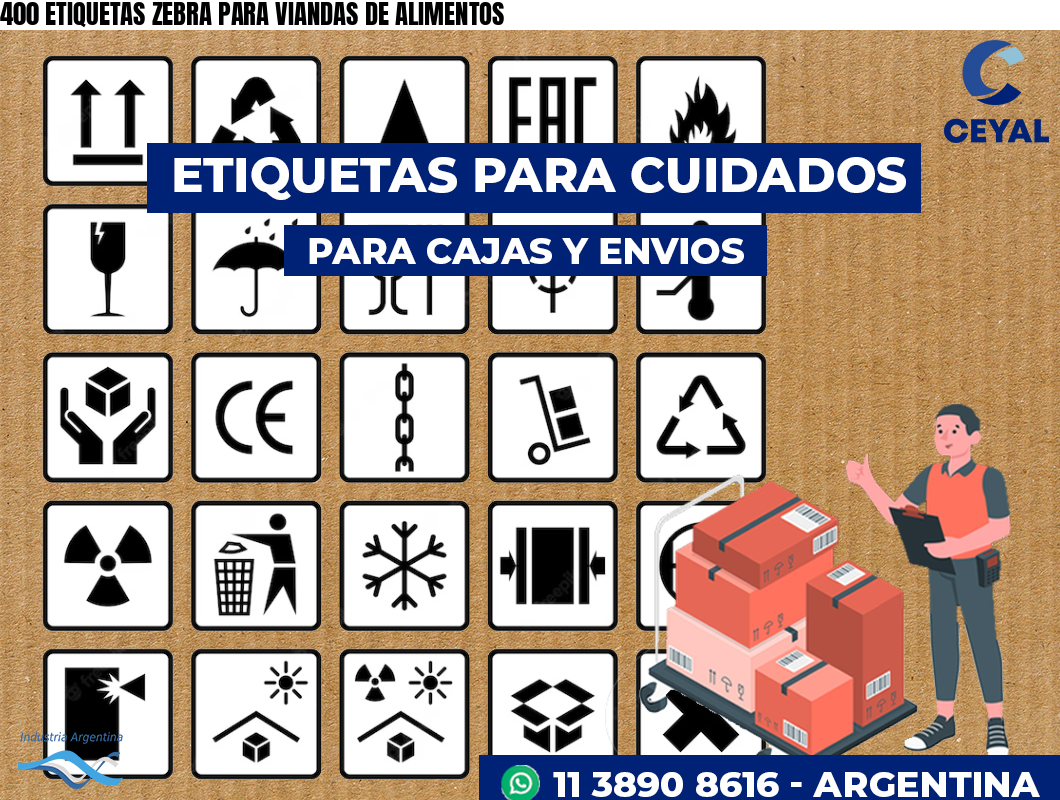 400 ETIQUETAS ZEBRA PARA VIANDAS DE ALIMENTOS