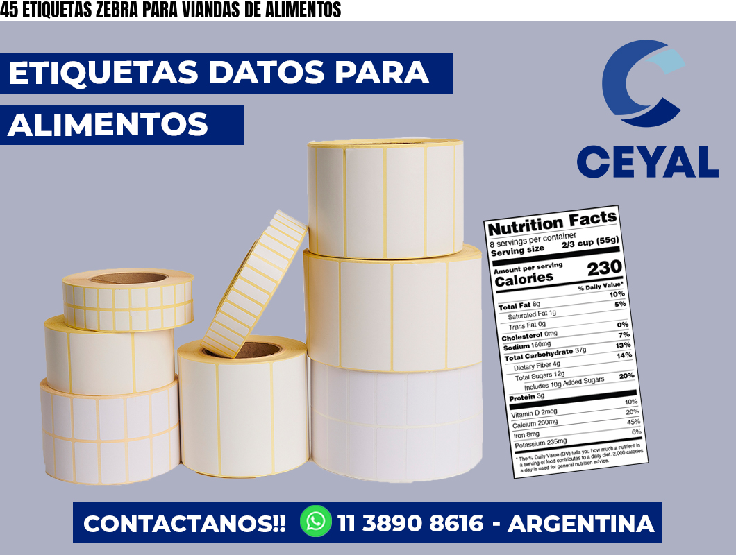 45 ETIQUETAS ZEBRA PARA VIANDAS DE ALIMENTOS