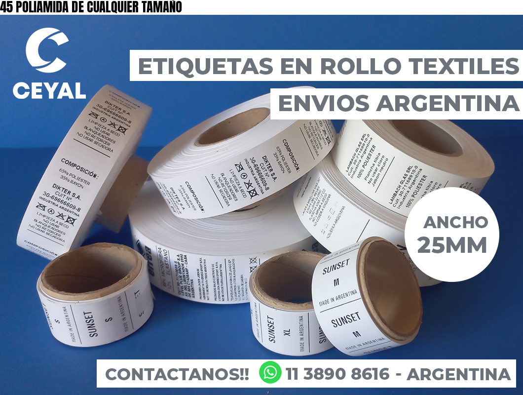 45 POLIAMIDA DE CUALQUIER TAMAÑO