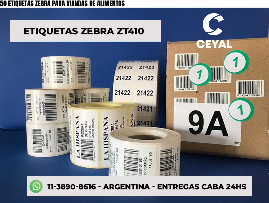 50 ETIQUETAS ZEBRA PARA VIANDAS DE ALIMENTOS