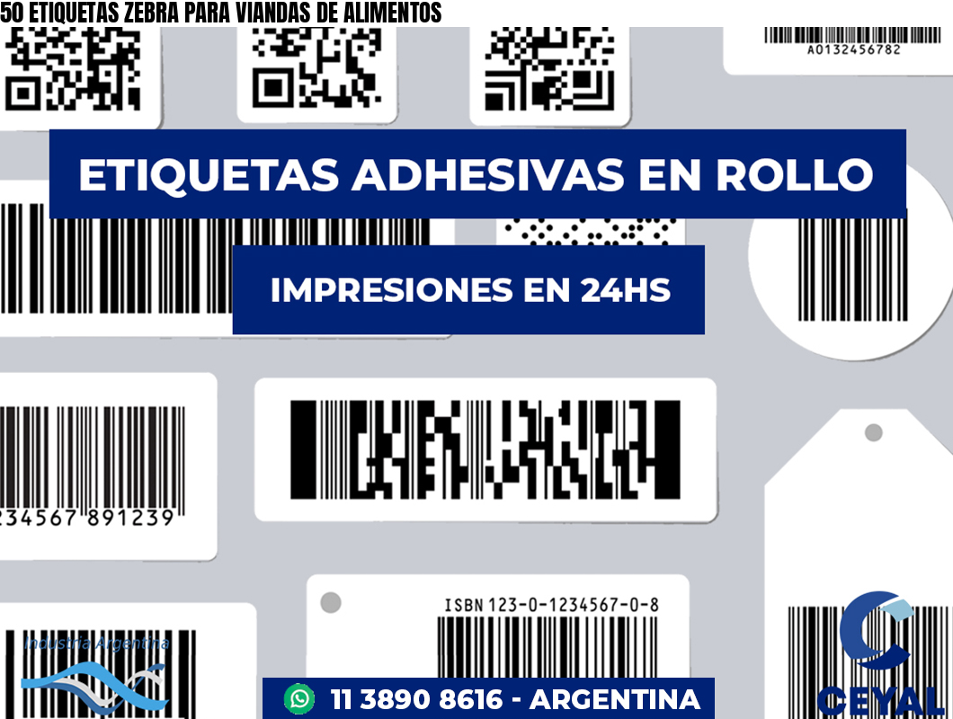 50 ETIQUETAS ZEBRA PARA VIANDAS DE ALIMENTOS