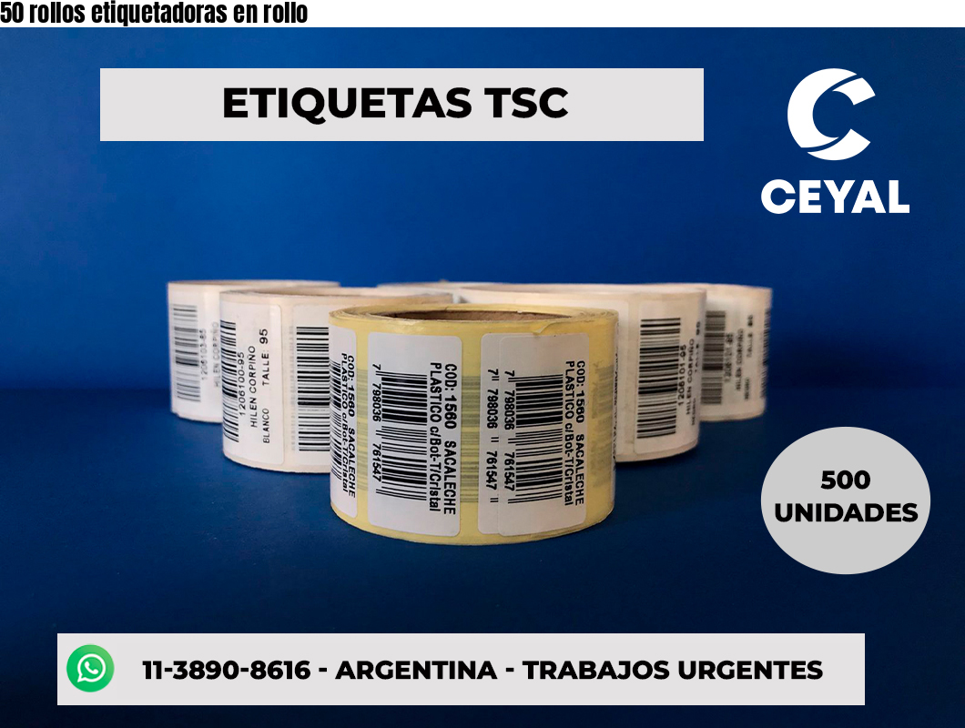 50 rollos etiquetadoras en rollo