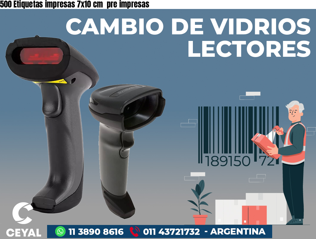 500 Etiquetas impresas 7x10 cm  pre impresas