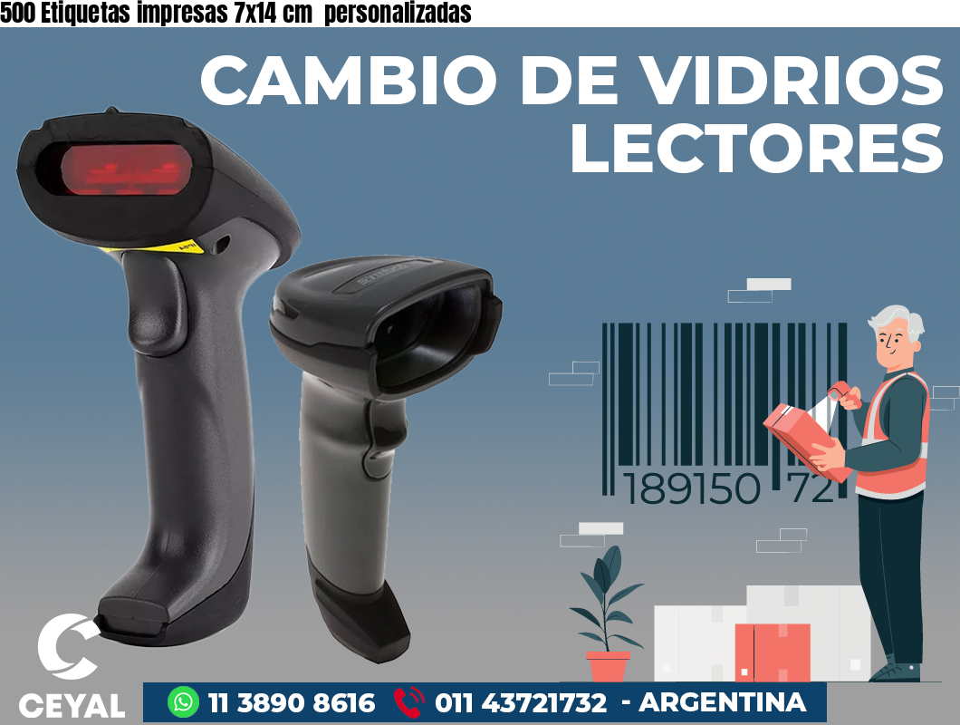 500 Etiquetas impresas 7x14 cm personalizadas