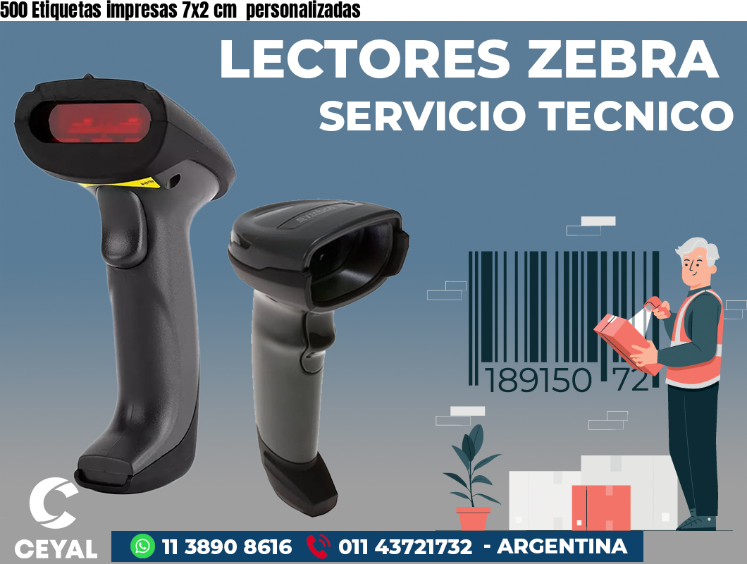 500 Etiquetas impresas 7x2 cm  personalizadas