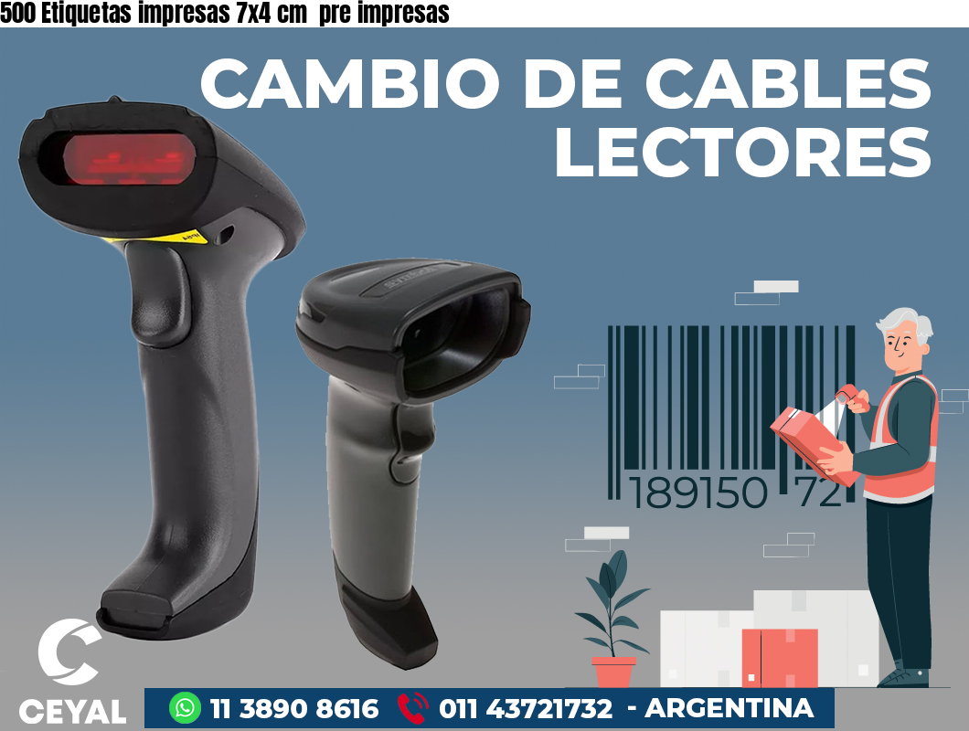 500 Etiquetas impresas 7x4 cm  pre impresas