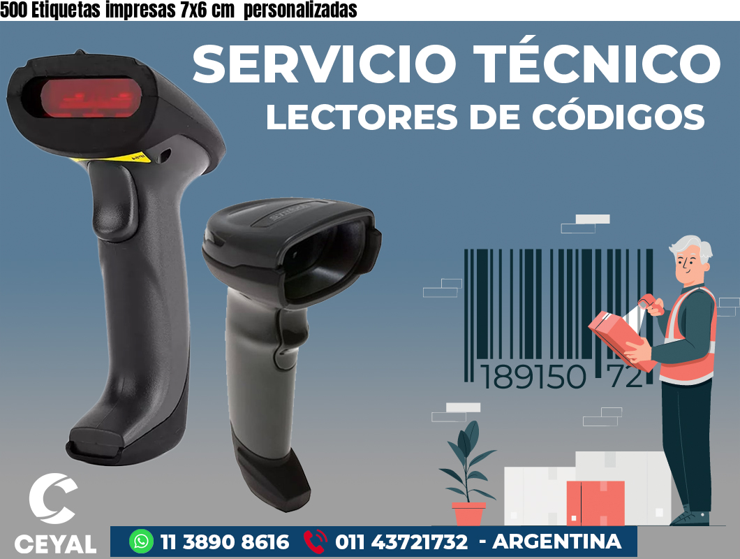500 Etiquetas impresas 7x6 cm  personalizadas