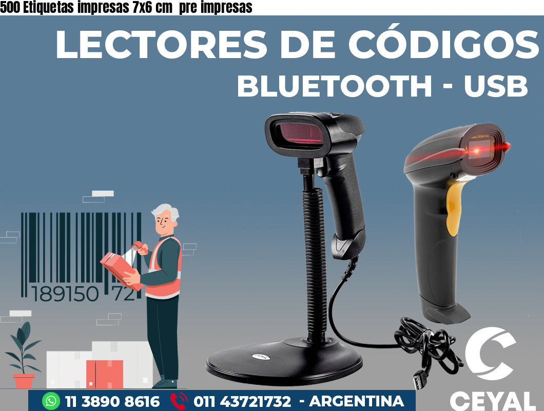 500 Etiquetas impresas 7x6 cm  pre impresas