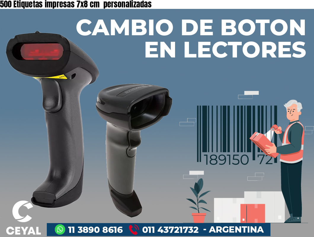 500 Etiquetas impresas 7x8 cm  personalizadas