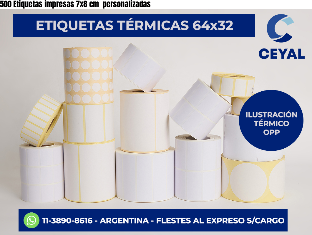 500 Etiquetas impresas 7×8 cm  personalizadas
