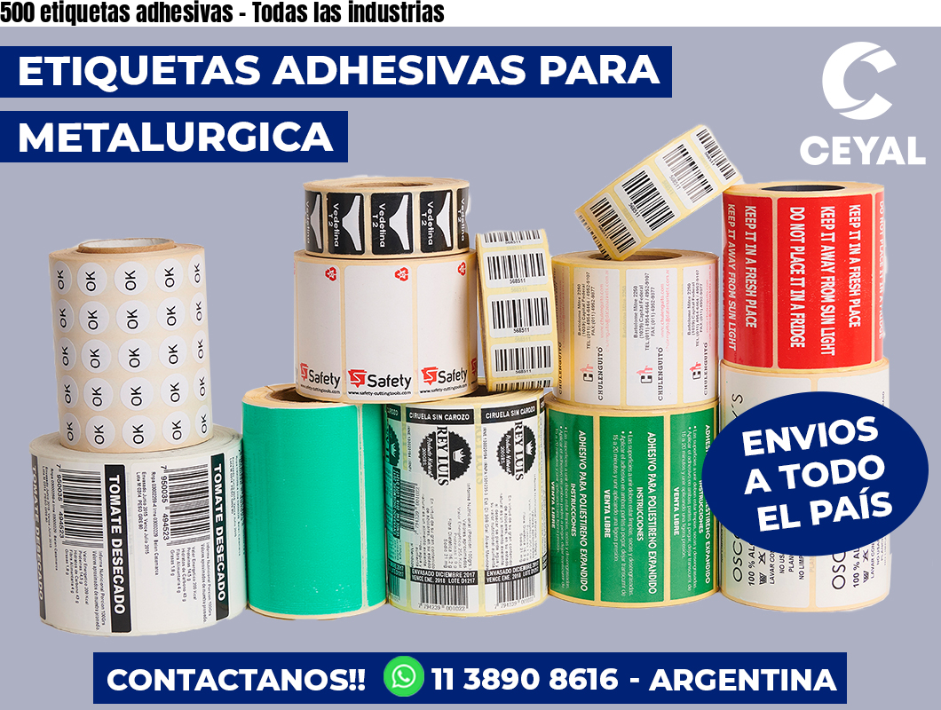 500 etiquetas adhesivas - Todas las industrias