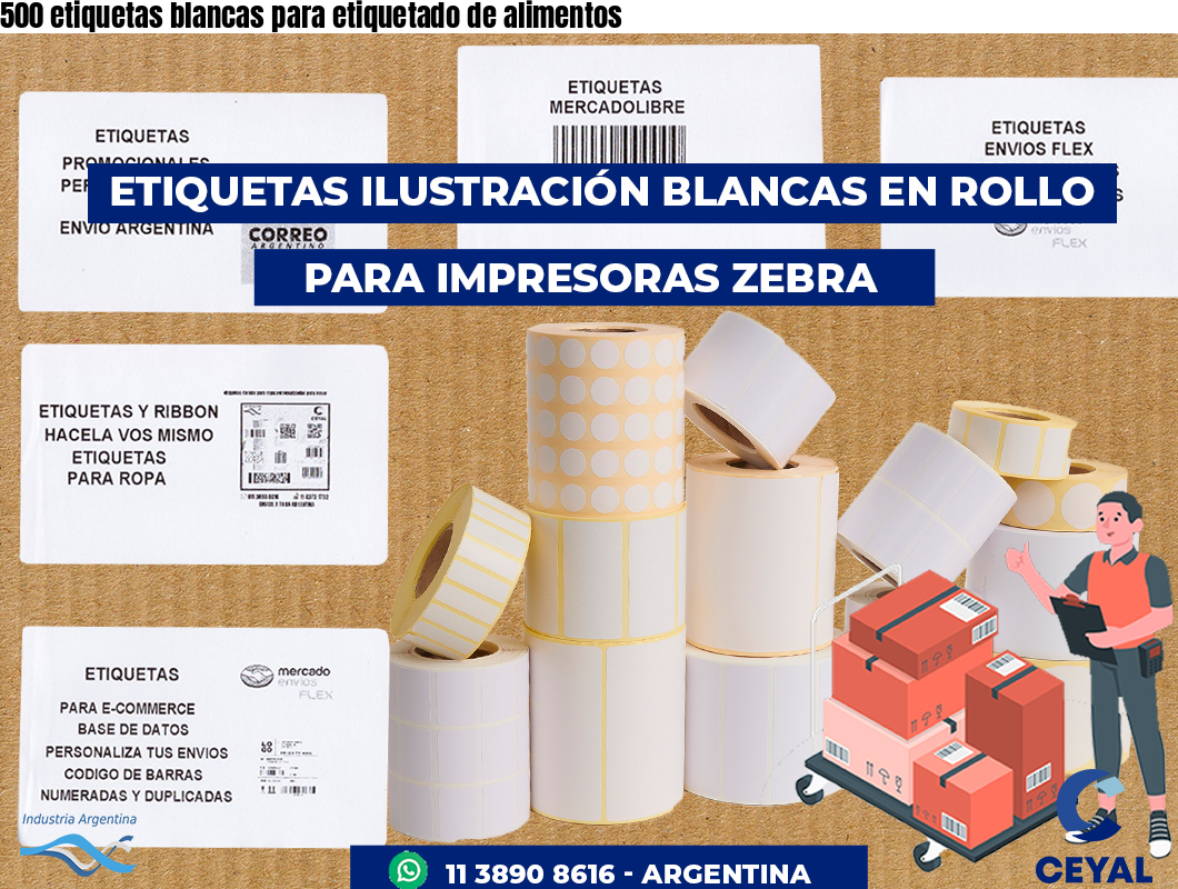 500 etiquetas blancas para etiquetado de alimentos