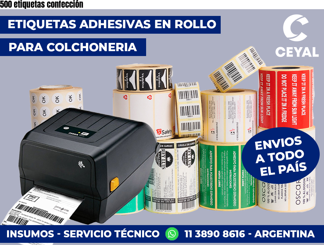 500 etiquetas confección