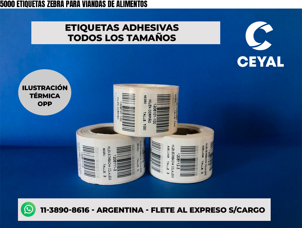 5000 ETIQUETAS ZEBRA PARA VIANDAS DE ALIMENTOS