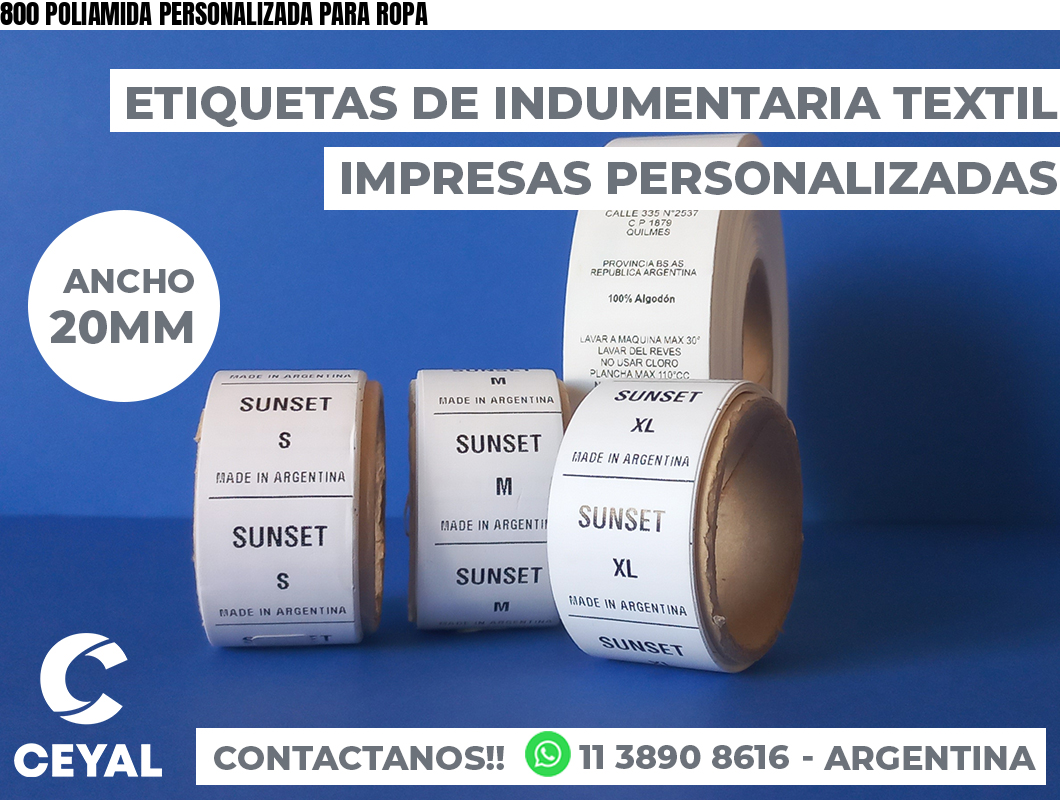 800 POLIAMIDA PERSONALIZADA PARA ROPA