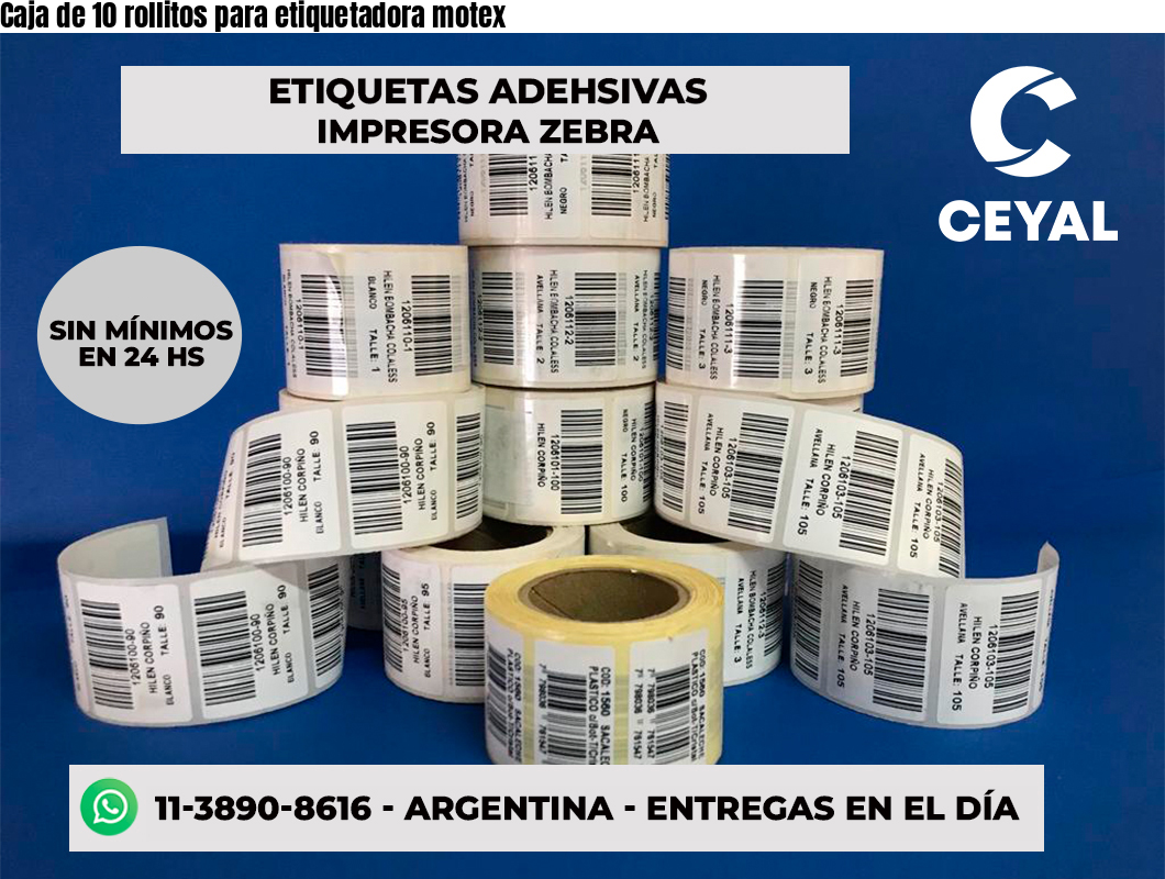 Caja de 10 rollitos para etiquetadora motex
