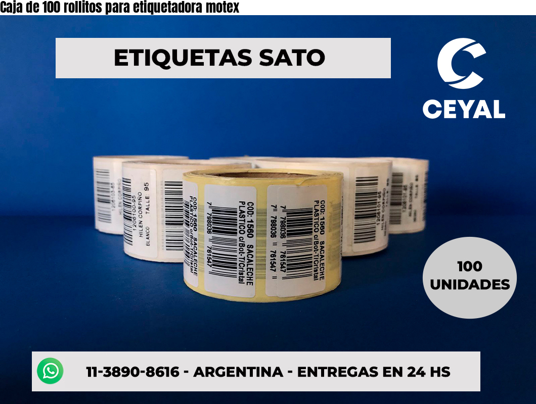 Caja de 100 rollitos para etiquetadora motex