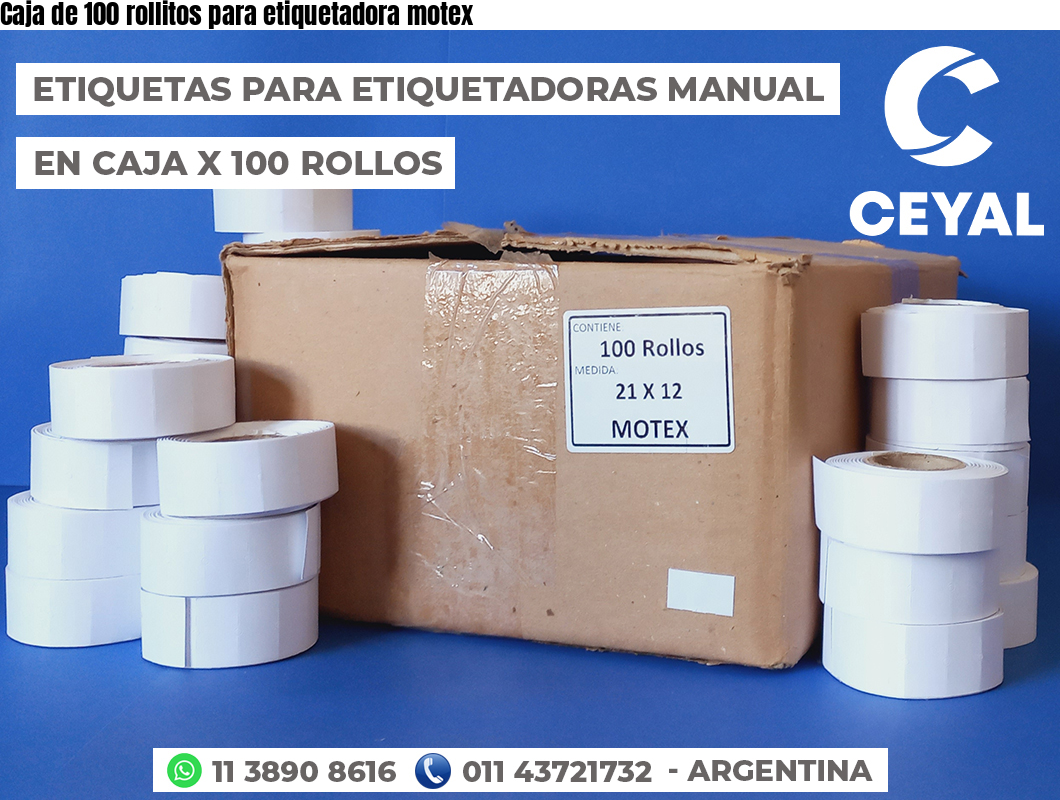 Caja de 100 rollitos para etiquetadora motex