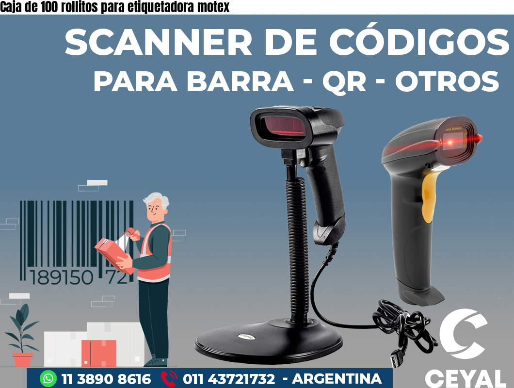 Caja de 100 rollitos para etiquetadora motex