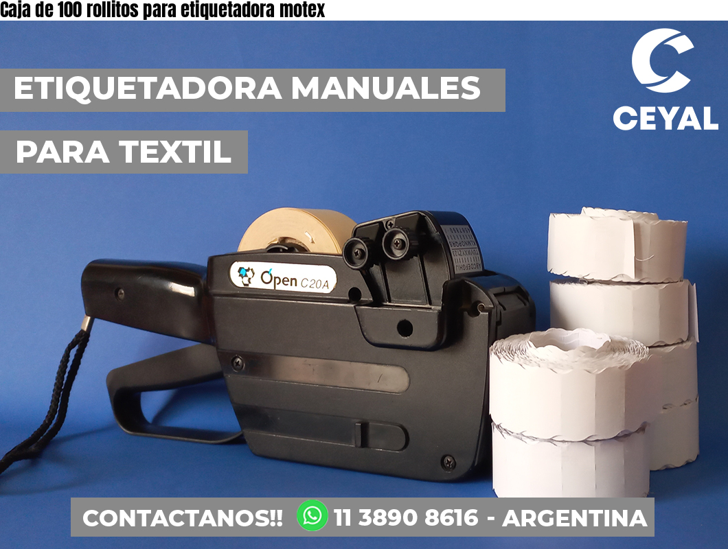 Caja de 100 rollitos para etiquetadora motex