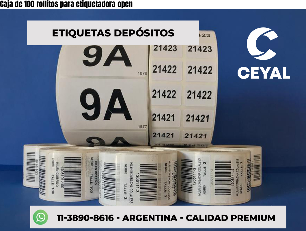 Caja de 100 rollitos para etiquetadora open