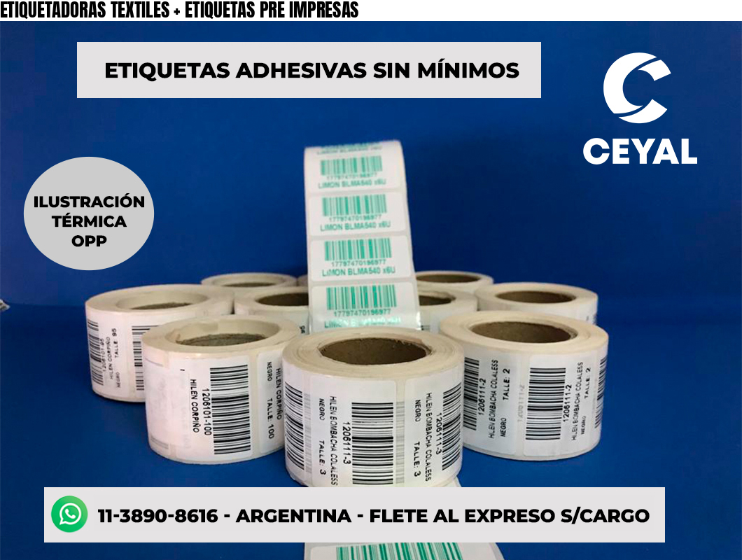 ETIQUETADORAS TEXTILES + ETIQUETAS PRE IMPRESAS